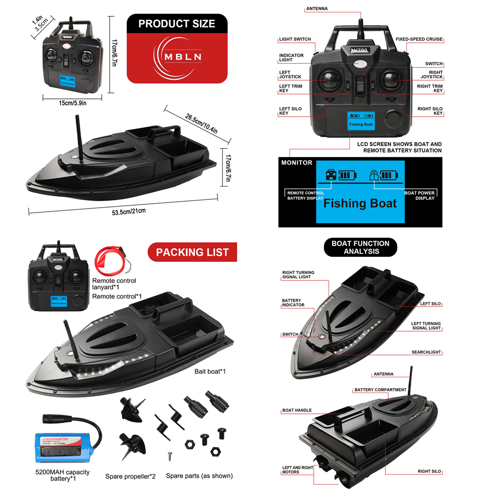 Brand,Fishing Bait Boat,Dual M - Fishing Boat Trolling Motor recensie en prijs