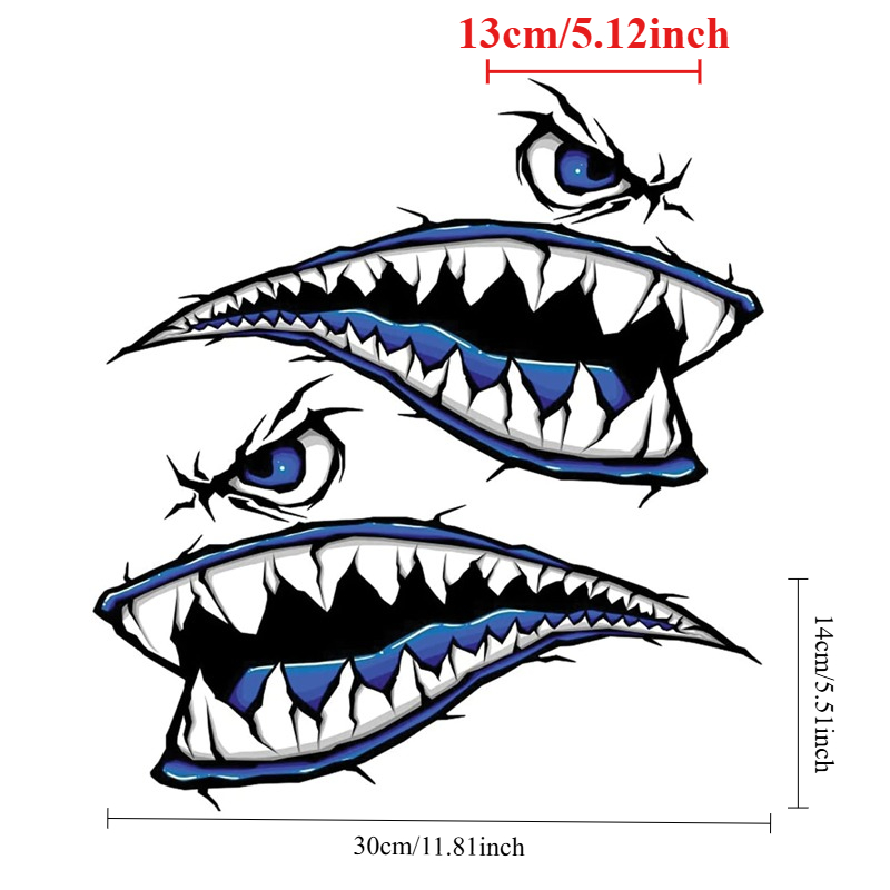 2PCS Shark Teeth Mouth Boat St - Fishing Boat Trailer recensie en prijs